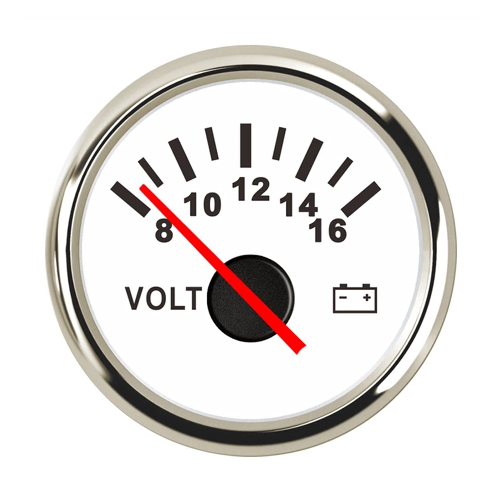 Instrumentación Voltímetro Marino de 52 mm 8-16/16-32 voltios para caravanas Barco de Coche Motocicleta Volt Medidor con retroiluminación roja 12V 24V (Color : BS)