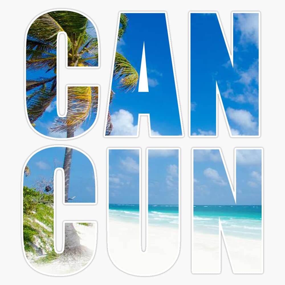 Cancun Mexico Beach Summer Vinyl Sticker Waterproof Bumper Sticker Laptop Window Decal 5"