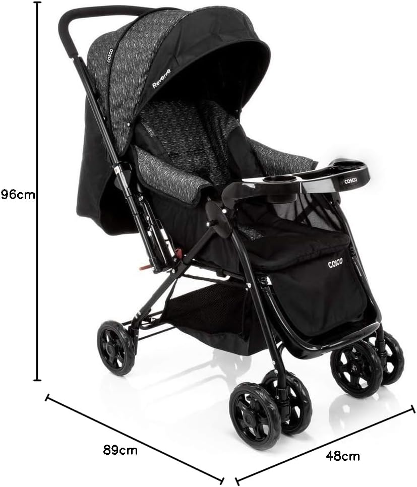 Cosco Kids, Carrinho de Bebê Reverse, Preto Rajado - Vista 2