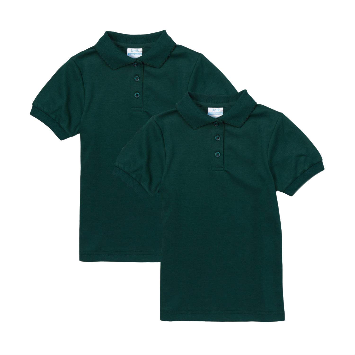 unik Girl's Uniform Polo Shirt Short Sleeve White Navy Sky Blue Red Green Pink
