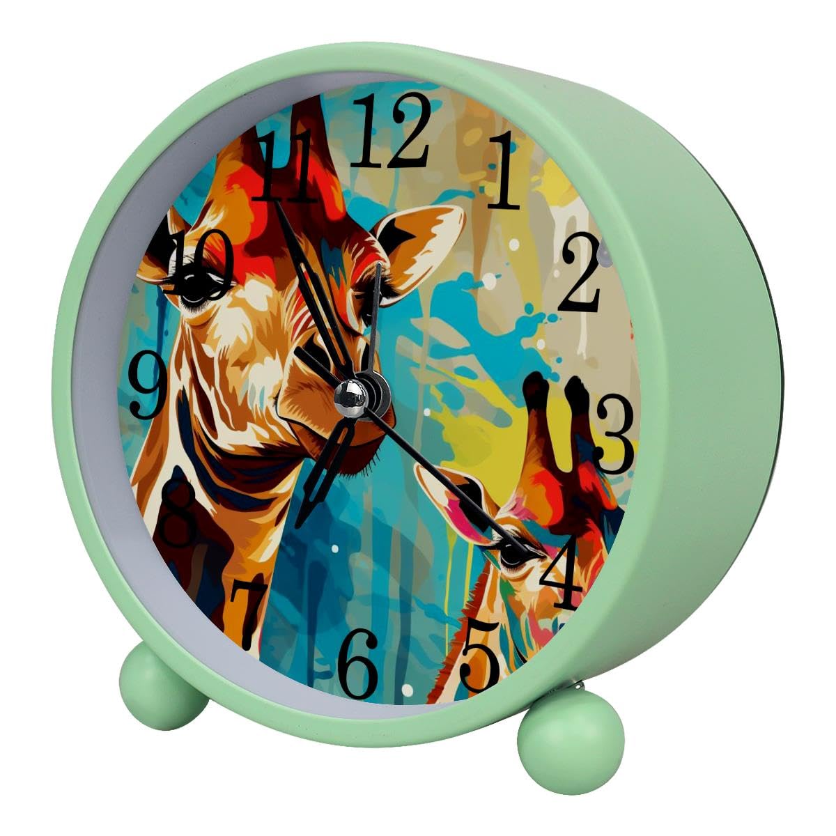 Luoweisi Alarm Clock Colorful Giraffes, Silent Non-Ticking with Night Light