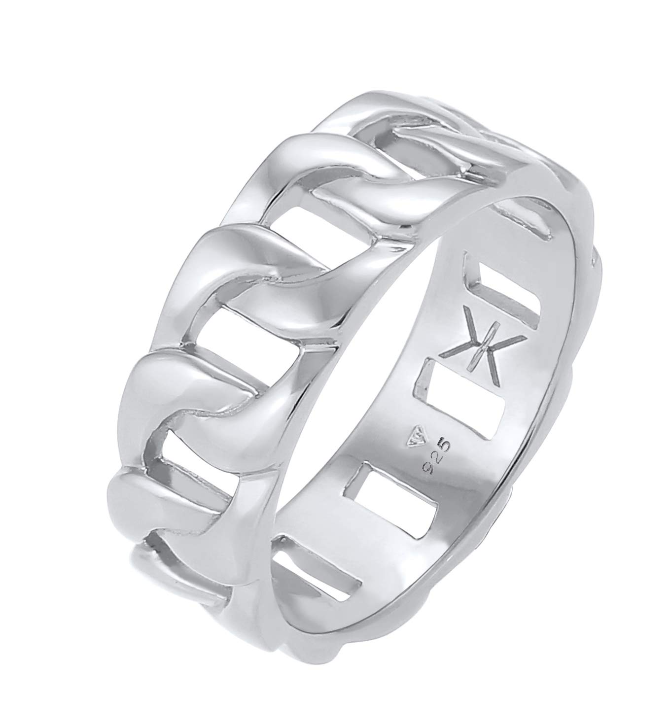 Kuzzoi Massieve herenring (8 mm) in pantserdesign gepolijst, bandring voor mannen van 925 sterling zilver, ring in chunky chain look, ringmaat 54-66, 0611842020, 62, Sterling zilver