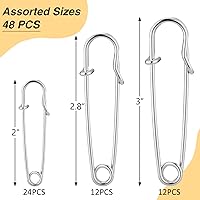 Vista 2 de WISYOK 48 pasadores de seguridad resistentes de varios tamaños de 2, 2.8, 3 pulgadas, pasadores de seguridad grandes, paquete de 48 pines fuertes
