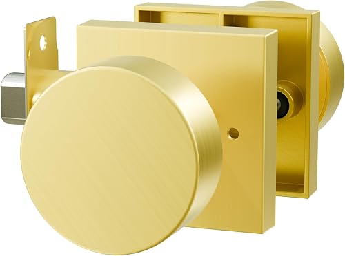 Euvovito Gold Door Knobs Interior, Privacy Zinc-Alloy Heavy Duty Brushed Gold In