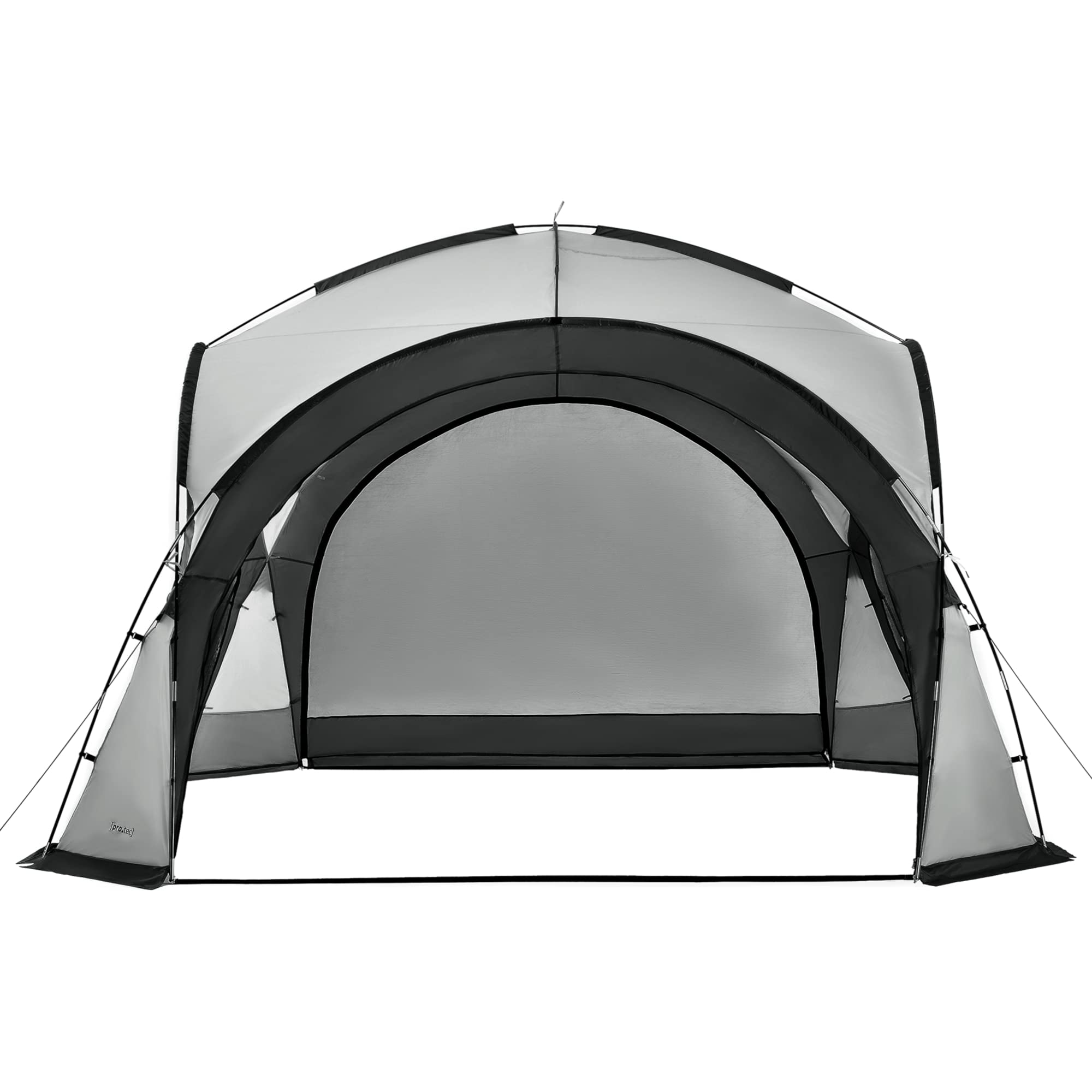 pro.tec Kuppelpavillon Grästorp Eventzelt mit LED Partyzelt inkl. Beleuchtung mit Solarmodul Festzelt wasserdicht 3,45 x 3,45 x 2,47 m Grau