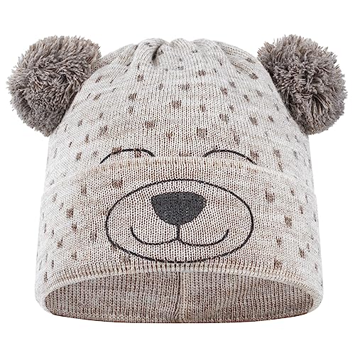 Bonnet tricot enfants AJS stoppe le froid aux oreilles grâce à sa maille beige