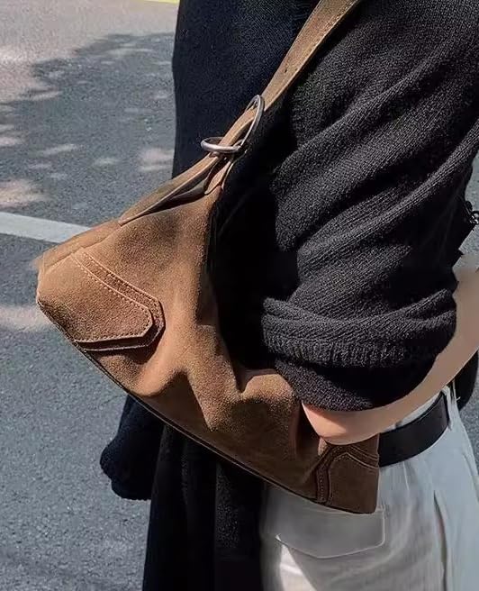 Suede Hobo Bags for Women Retro Handbags Elegant Crossbody Shoulder Purses Satchel for Travel Work 20254