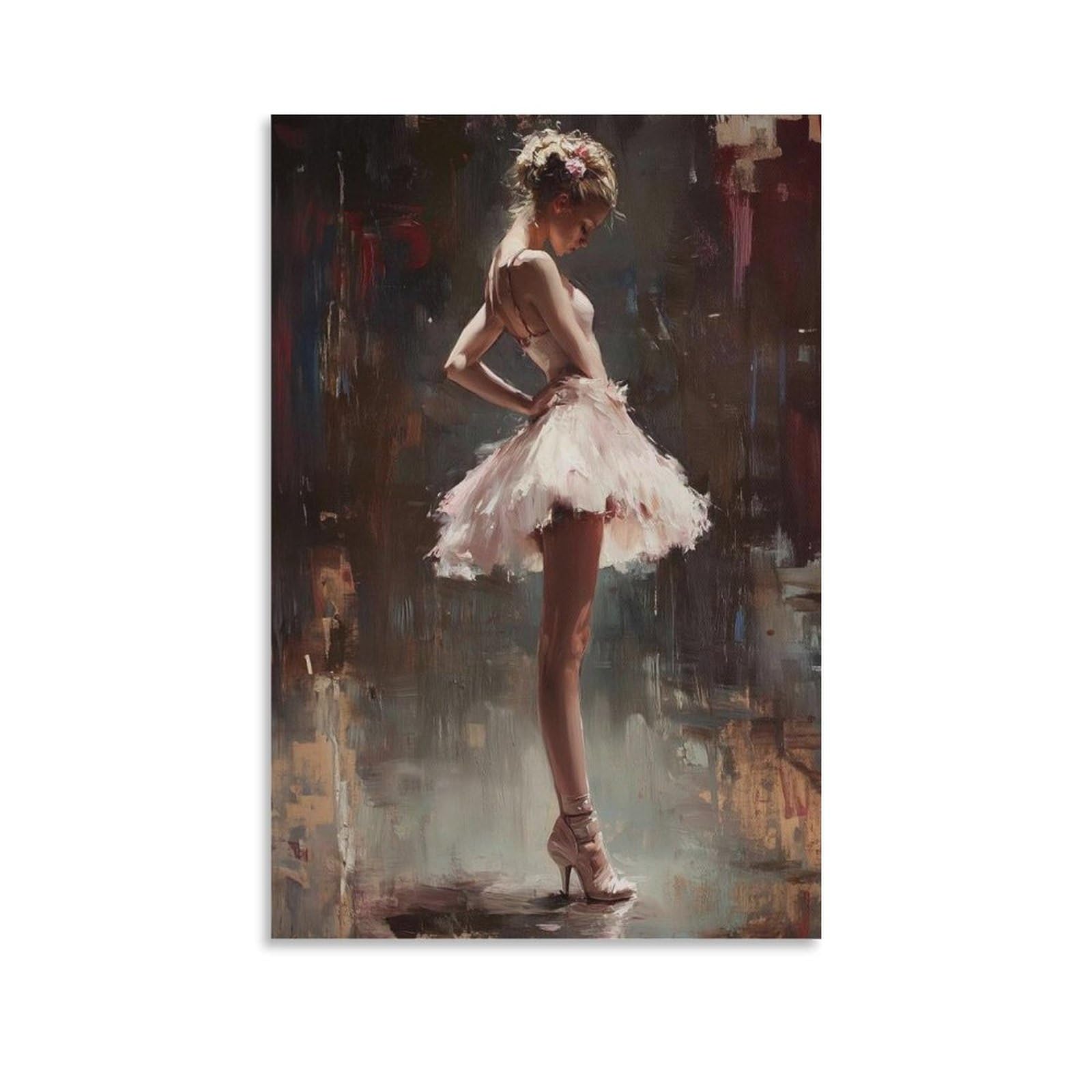 NFFBGFD Ballerina Im Weißen Tutu, Canvas Poster Bedroom Decor Landscape Office Room Decor Gift 08x12inch(20x30cm)