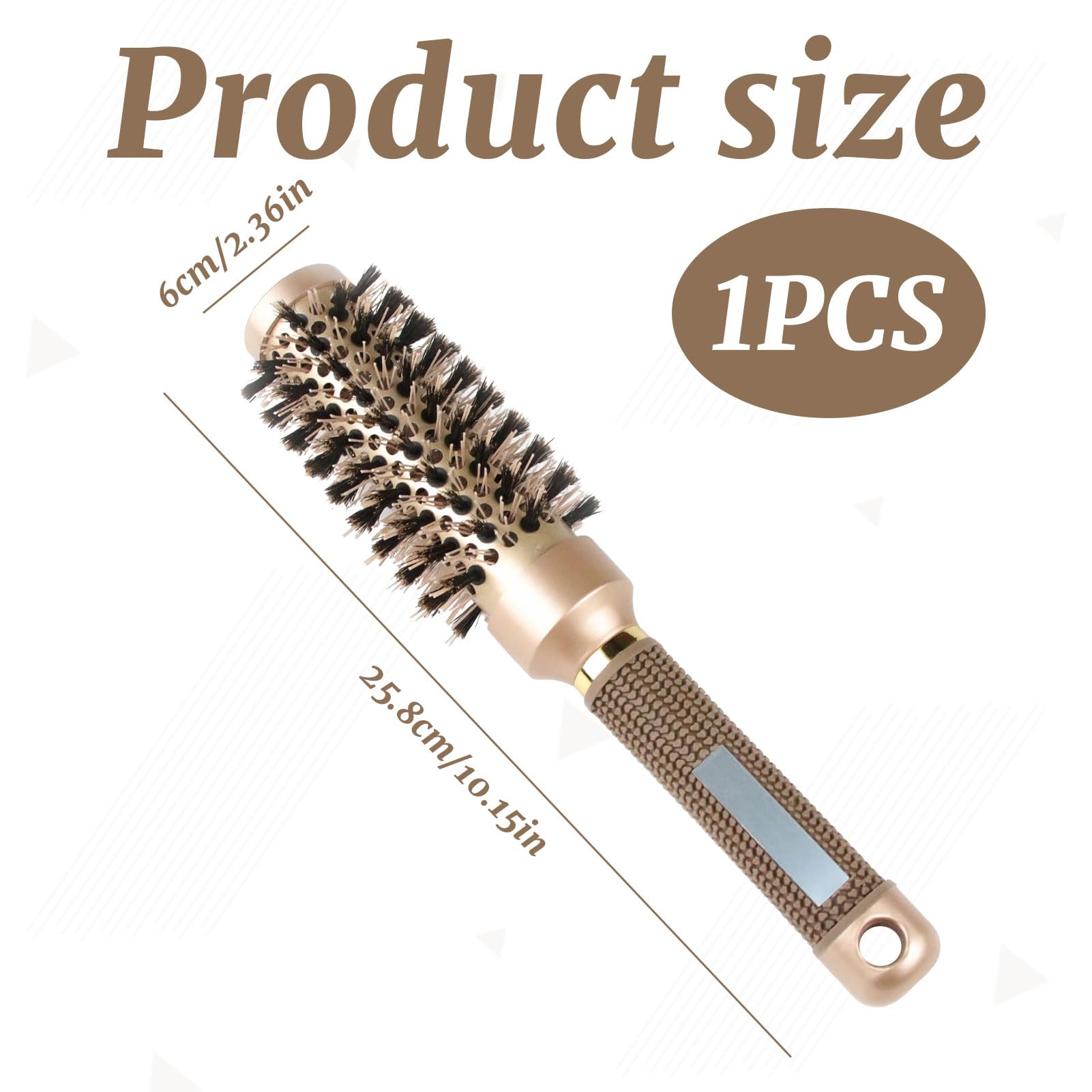 Round Hair Brush Blow Drying Brush,1 PCS Nano Thermal Ceramic & Ionic Tech Round Brush with Boar Bristles for Hair Drying,Curling & Straightening - Image 2