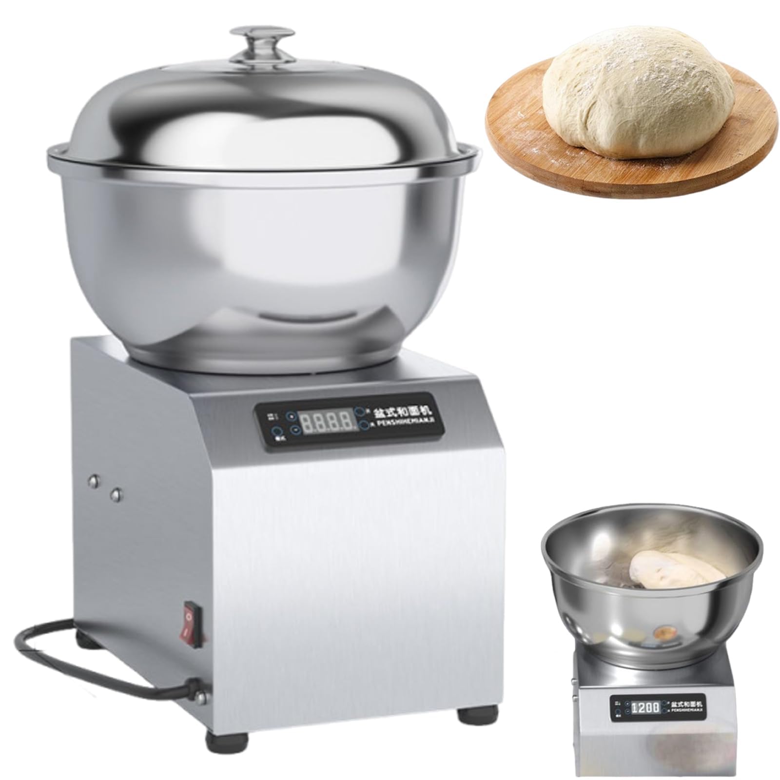 Mezcladora de masa comercial, máquina para hacer masa resistente con doble rotación y control táctil, máquina mezcladora de harina de gran capacidad para restaurante, pizza y panadería 5kg