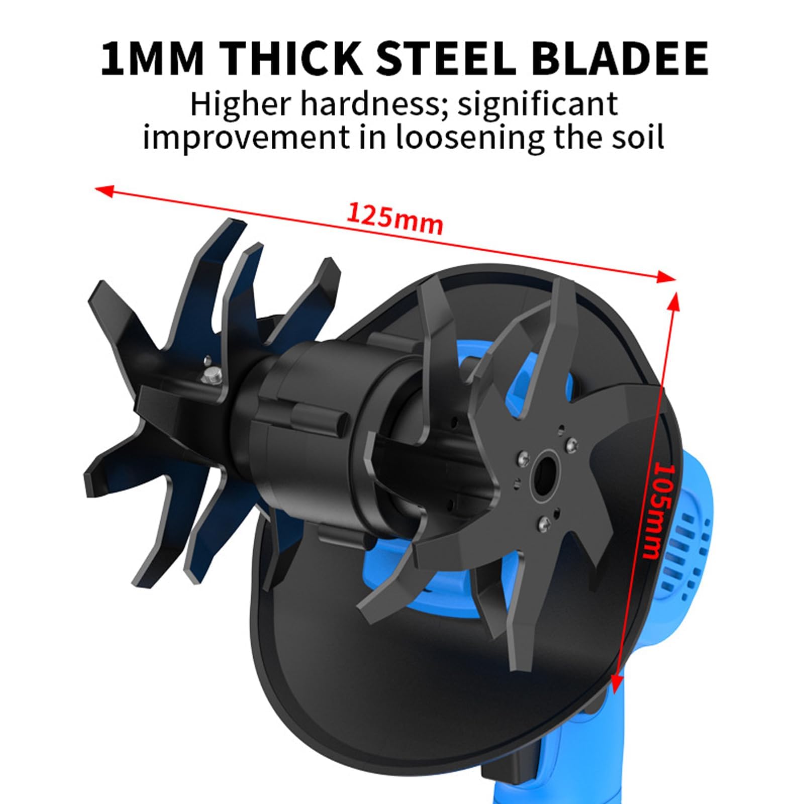 Tiller eléctrico inalámbrico, rotavador de suelo de 21 V con mango ajustable, ancho y profundidad de labranza de 10 cm, cultivador eficiente para jardín, patio y césped