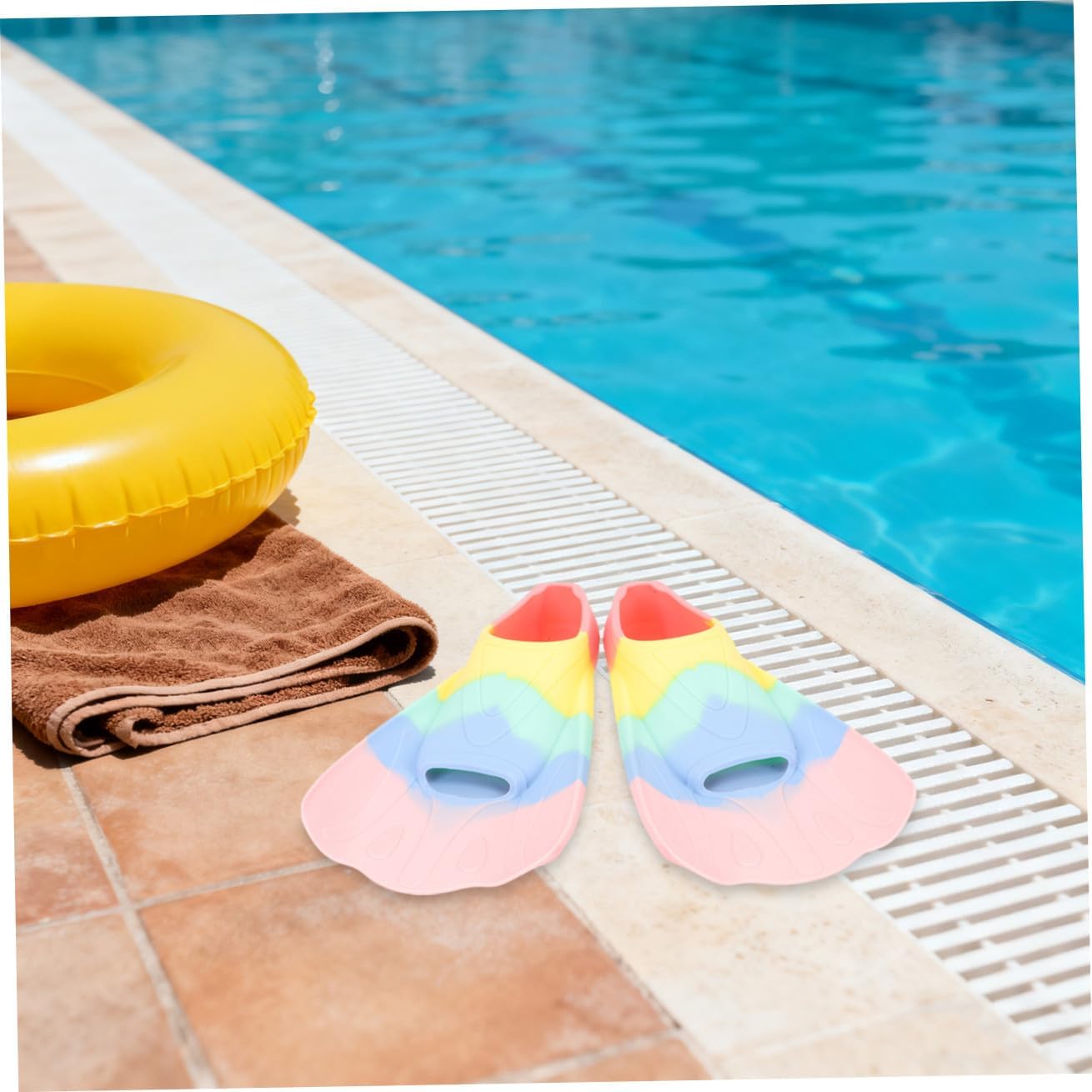 Swimming Fins Silicone Flippers Lightweight Short Blades for Lap Swimming Snorkeling Training Ages Xs 30-32