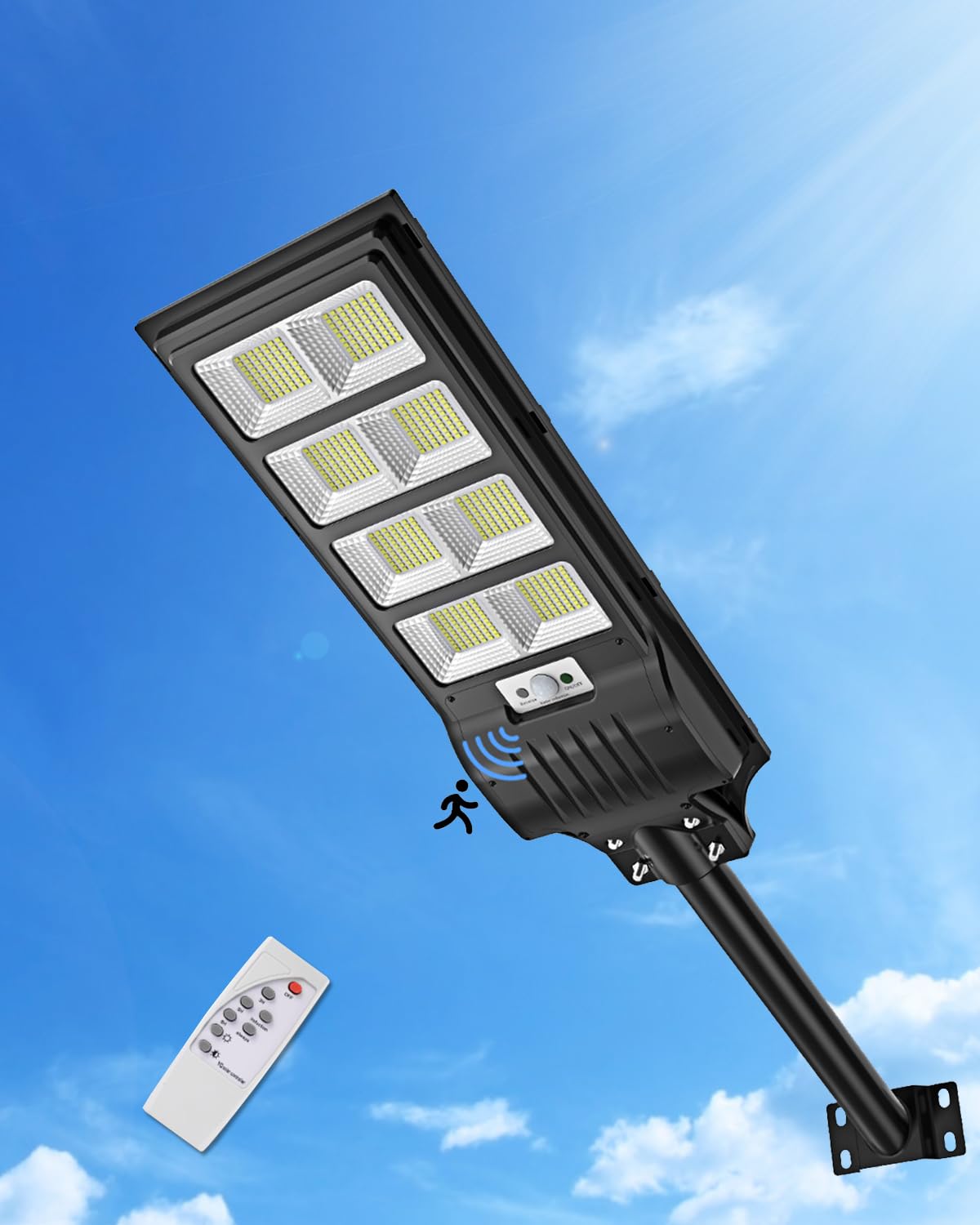Worshow 4 Pack Solar Street Lights, 400W Solar Security Light Outdoor With Motion Sensor - 720Led 6500K Dusk To Dawn Flood Light With Remote Control,Ip65 Waterproof For Garden,Garage,Parking Lot,Pathway,Yard