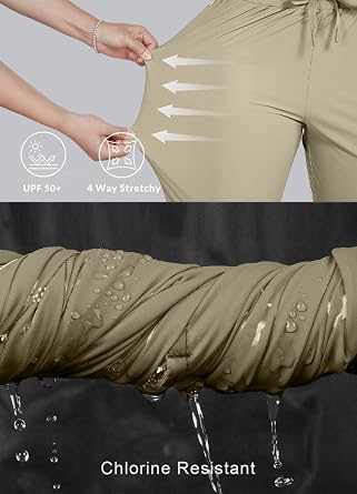 Women's Swim Capri Pants Board Shorts for Swimming Modest Swimsuits Beach Pants with Pockets Quick Dry UPF50+