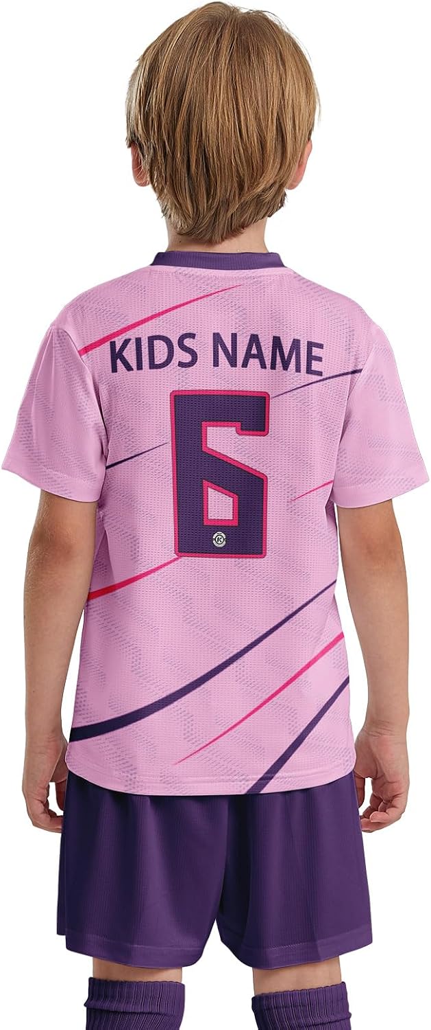 ORKY Kids Custom Soccer Jersey, Design Boys Girls Football Kit, Semi Professional Customize Shirt Short Maker
