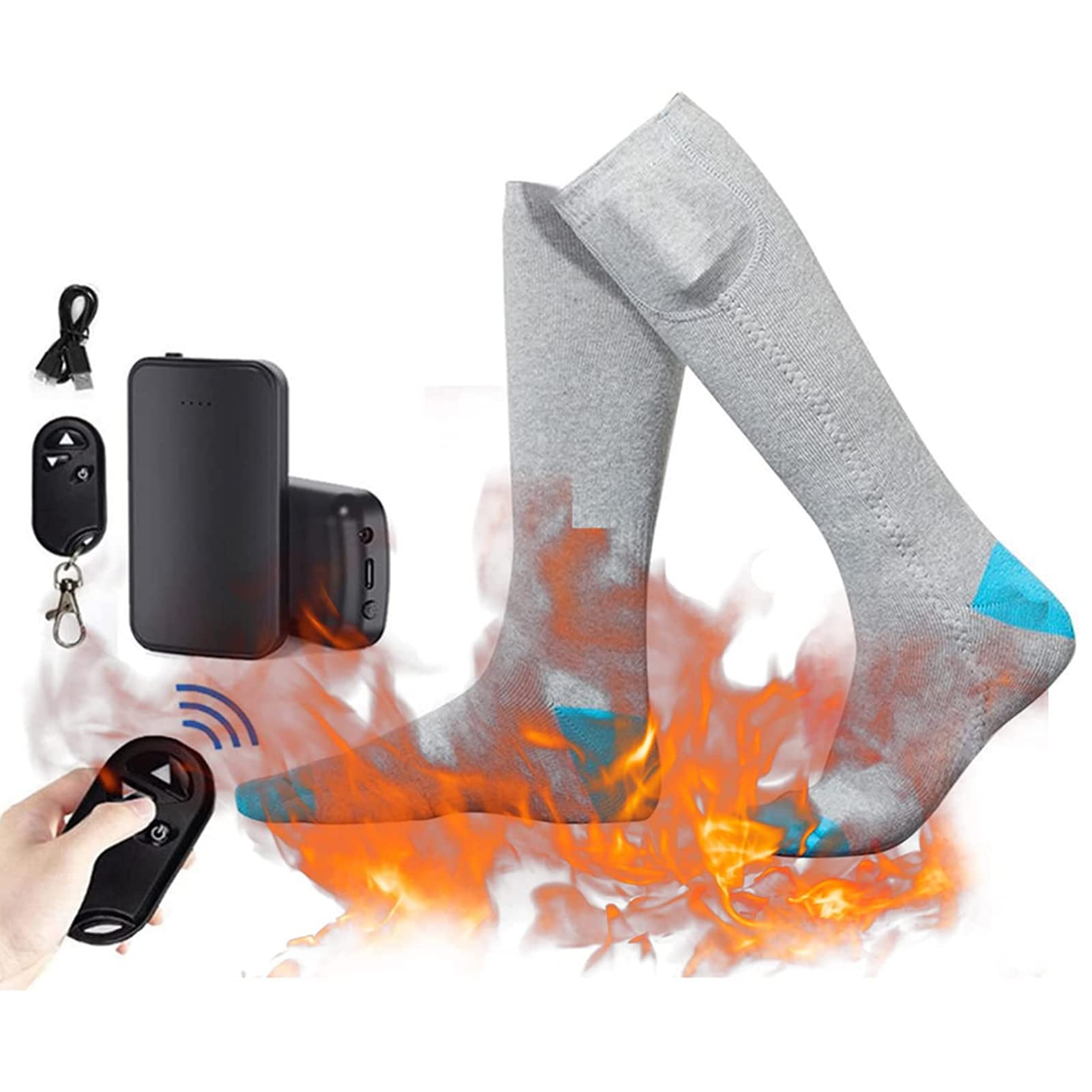HAHUMI Calze Riscaldate A Batteria 4000 MAh – 3 Livelli Di Calore, Ricaricabili, Unisex, Lavabili, Ideali Per Sci, Campeggio E Sport Invernali