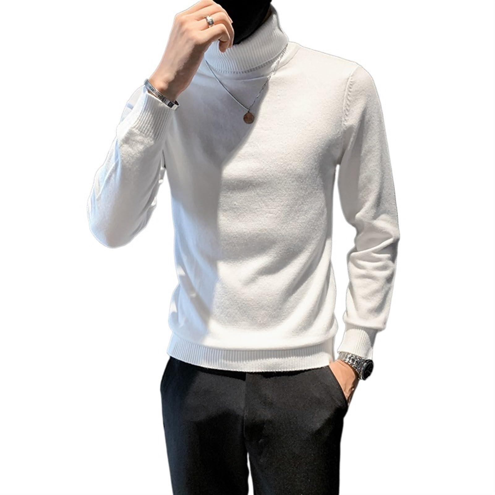 Męski sweter z golfem Jesień Zima Męski Sweter Z Rollneck Ciepły Sweter Z Dzianiny Utrzymuje Ciepło Męski Sweter Odzież S-3XL