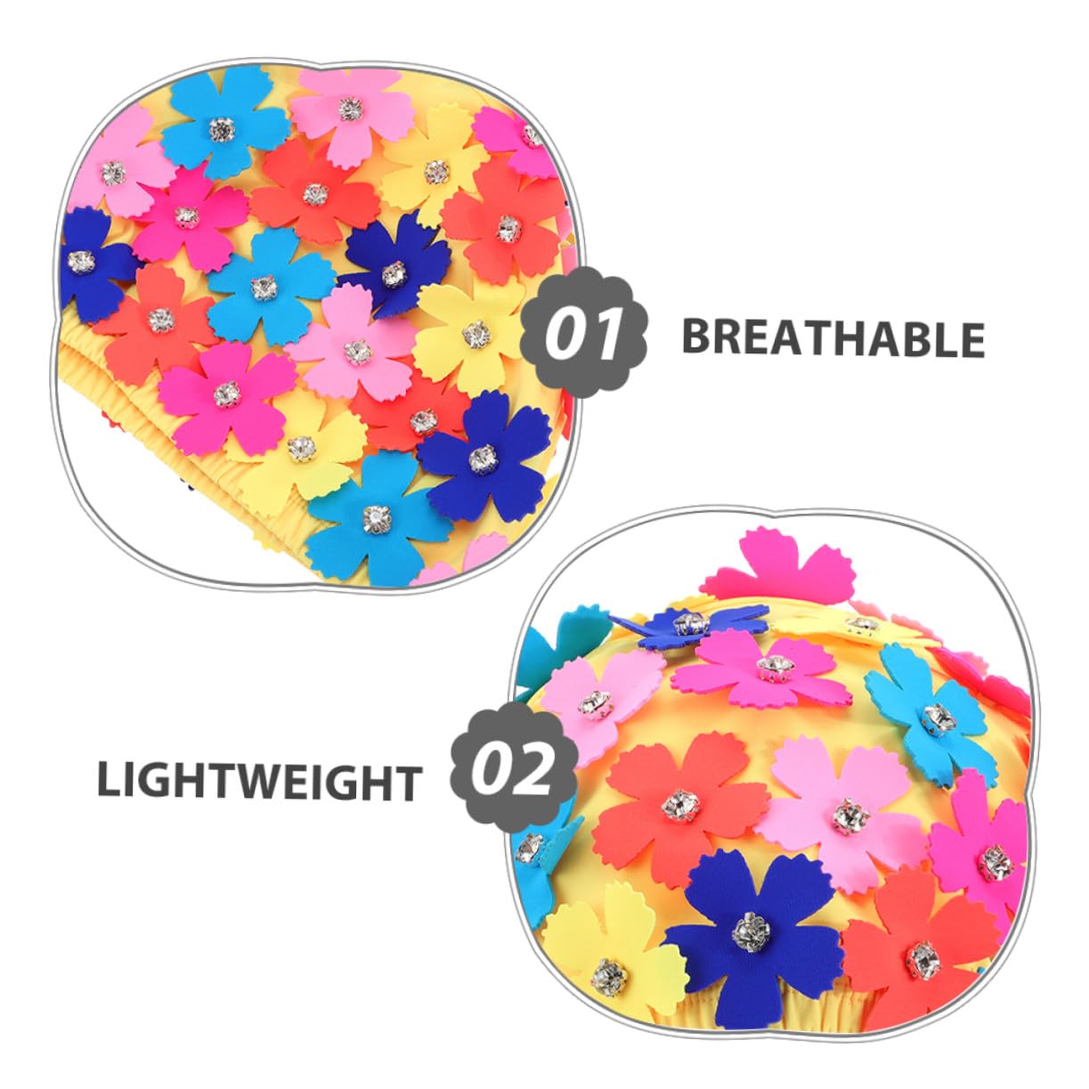 Gorro de Baño Floral para Mujer Adulta, 2 Piezas de Nailon