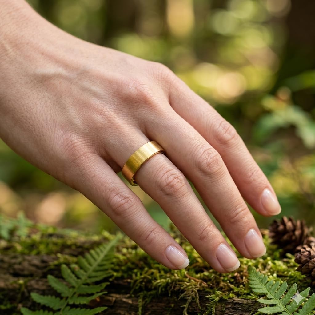 6mm Yellow Gold Tungsten Ring for Men & Women – Brushed Finish Pipe Cut Band, IP Gold Plated Tungsten Carbide Wedding Band, Comfort Fit, Personalized Engraving Available, Sizes 5-13