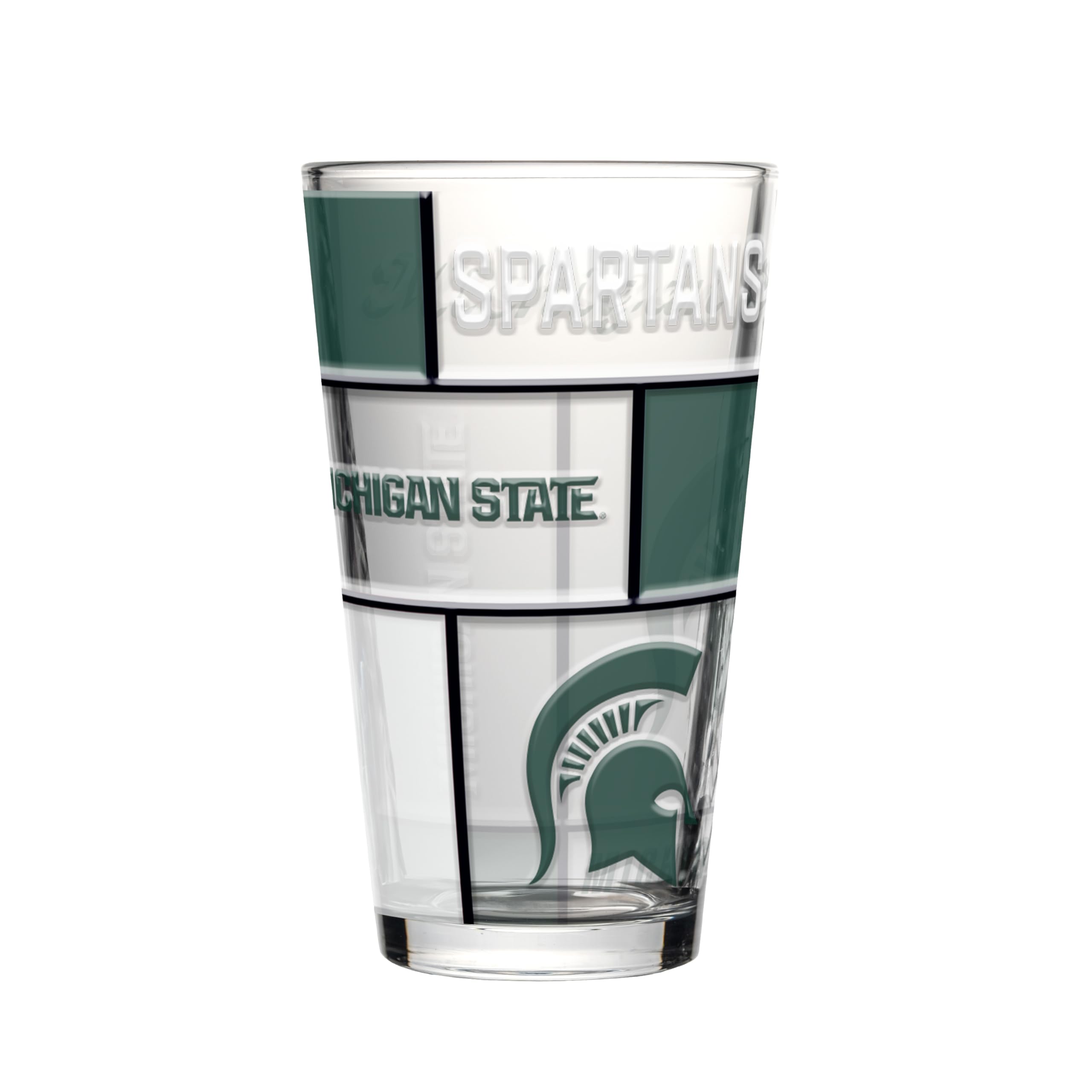Logo Brands NCAA oz Stained Glass Pint Glass - 3D Embossed Logo &amp; Bold Team Colors – Durable Sports Fan Beer Glass for Home, Bar &amp; Tailgates