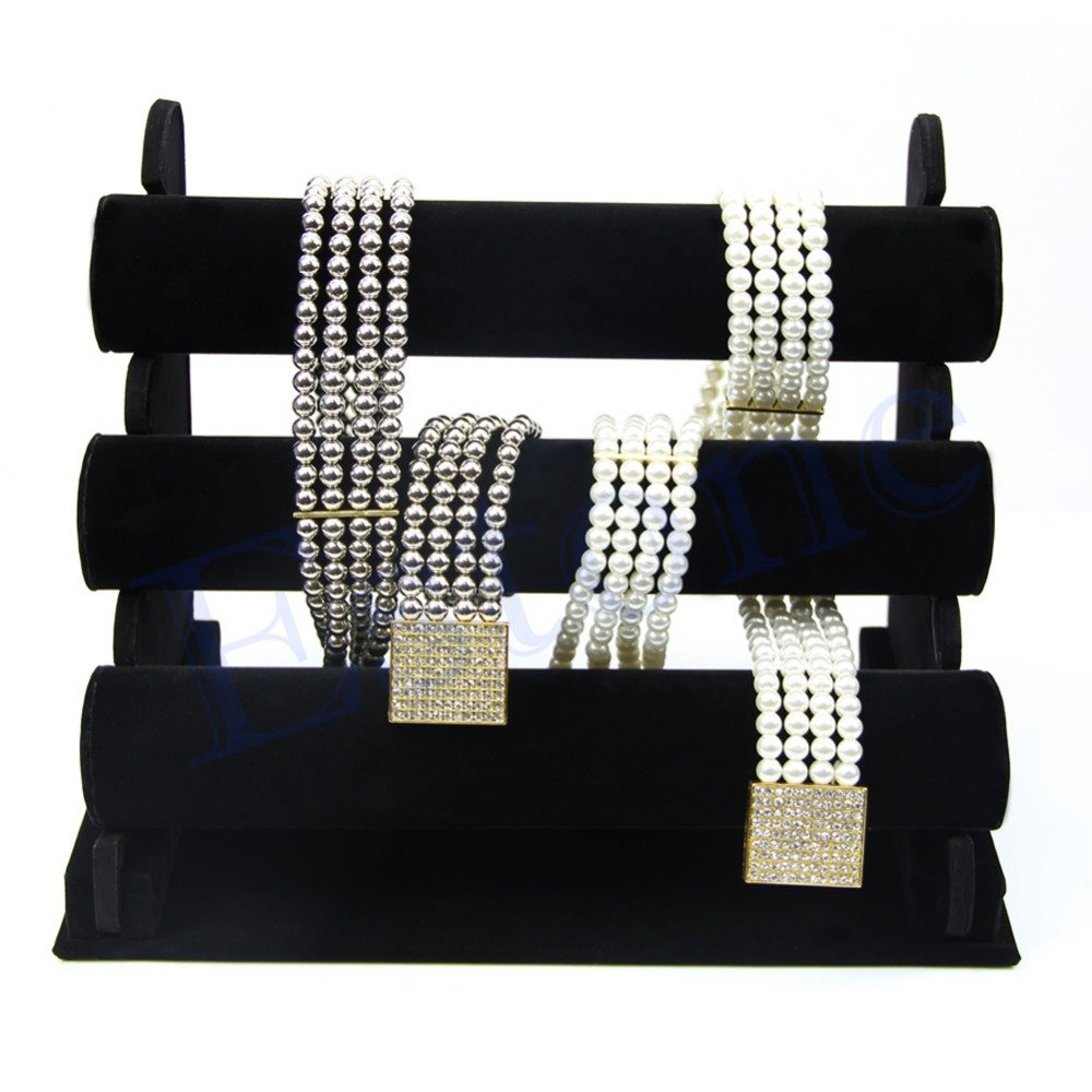 Oceantree Black 3 Tier Watch Bangle Bracelet Display Unit Stand Velvet