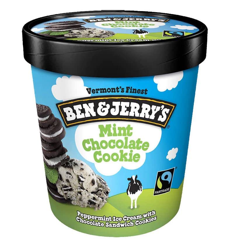 Ben & Jerrys Ice Cream, Dairy Mint Chocol Cookies, 16 Ounce (Pack Of 8)