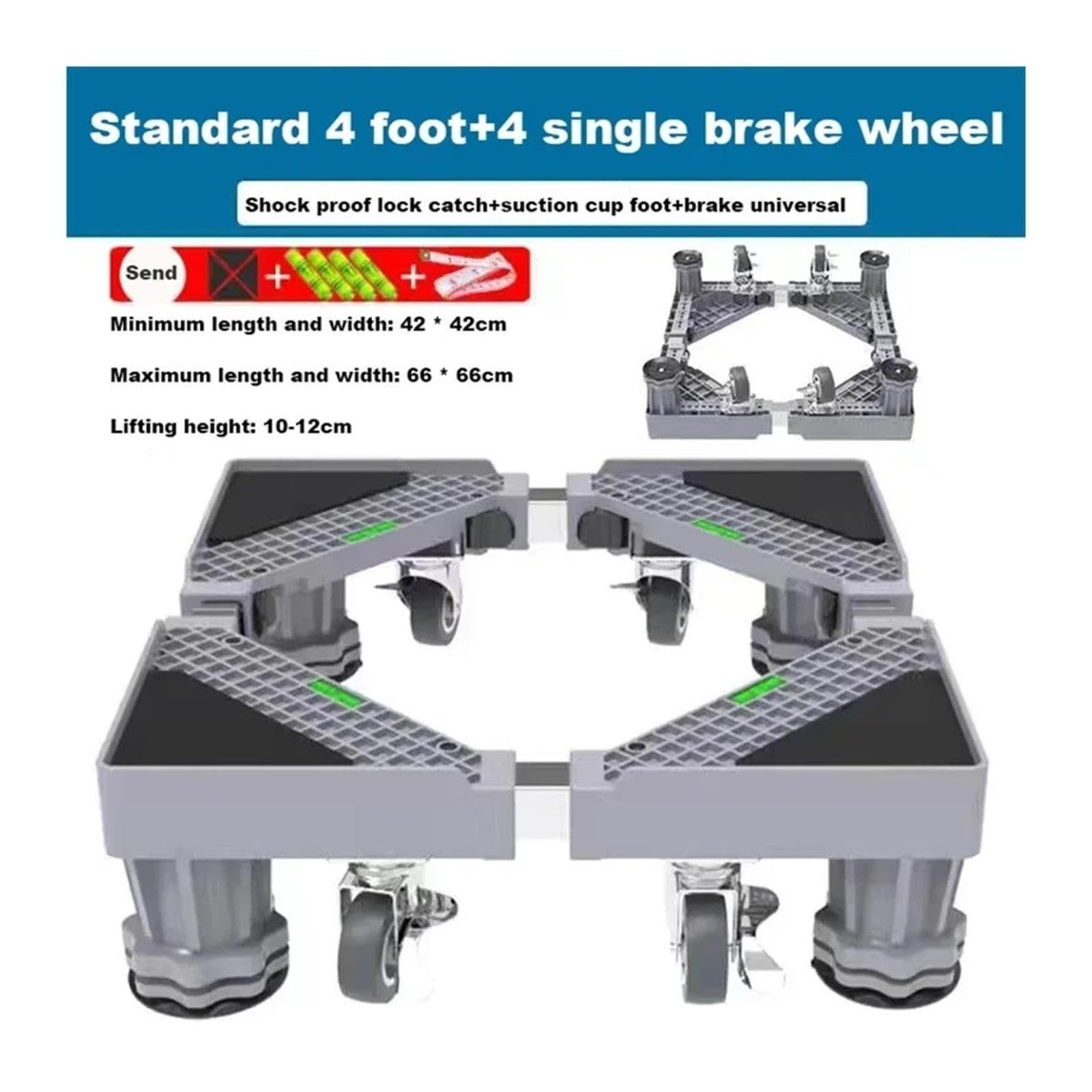 Supporto for Lavatrice Regolabile, Base Rialzata Universale for Apparecchi for Lavatrice, Asciugatrice, Frigorifero E Lavanderia(4 legs- 4 wheels)