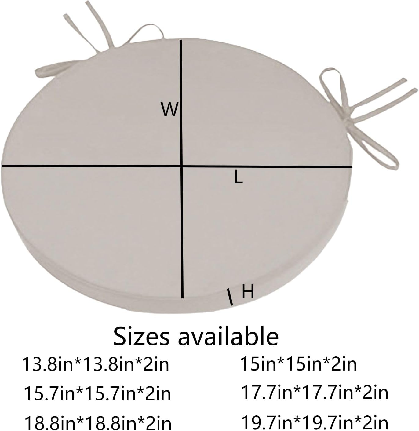 Outdoor Bistro Chair Cushions Set of 2， Outdoor Round Seat Cushions with Non-Slip Ties and Removable, Waterproof，Suitable for courtyards(19.7in*19.7in*2in, Light Coffee)