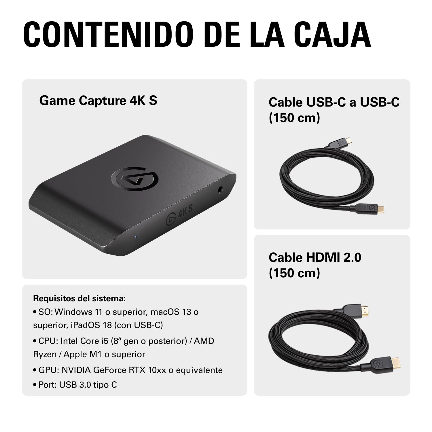 Elgato 4K S, tarjeta de captura externa | Captura 4K60, paso de 1440p120 o 1080p240, soporte HDR10, latencia cercana a cero, USB-C, entrada de audio analógica