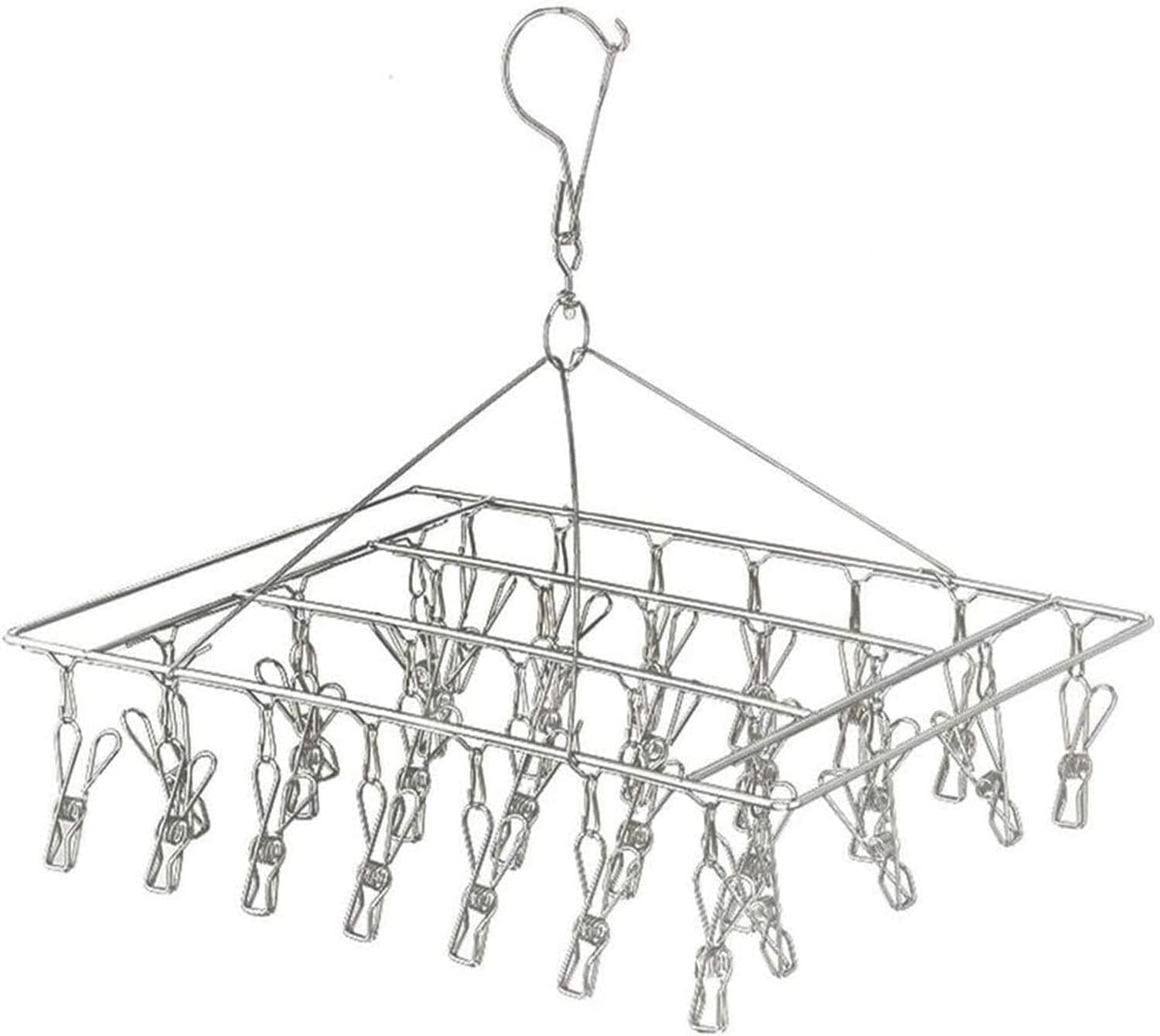 FXDM Metal Sock Hanger, Stainless Steel Drying Rack with 40pcs Pegs and