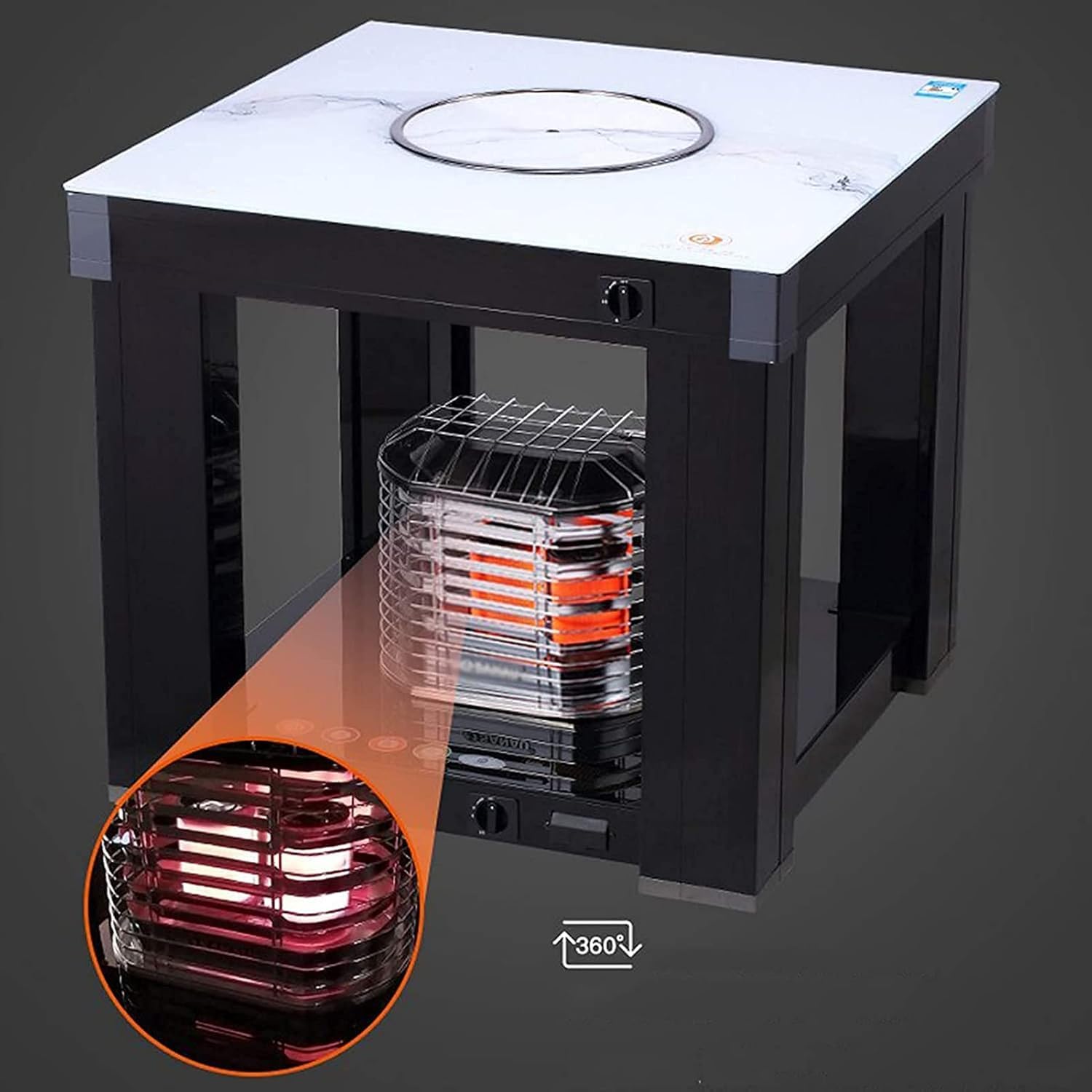 Mesa de calefacción portátil para interiores con radiador de convección para uso en invierno en la sala de estar