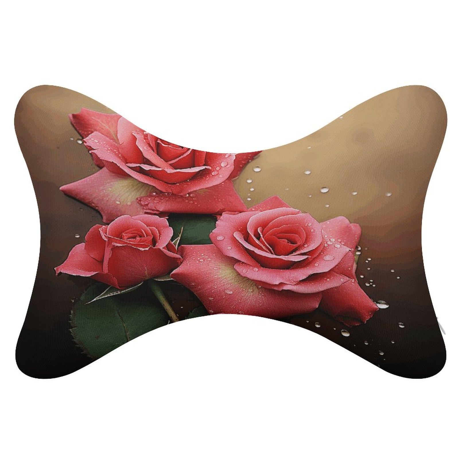 Khauerbc Style Roses Car Headrest Pillow - 2 Pack,Neck Pillow With Washable Removable Cover,Car Travel Pillow For Car Bus Truck Driving Comfort