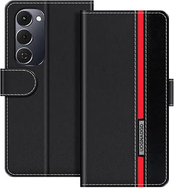Leather Phone Case Compatible with Tecno Spark 40 Pro Plus 4G Flip Wallet Cover with Magnetic Closure, Kickstand & Card Holders, Shockproof Protection Black