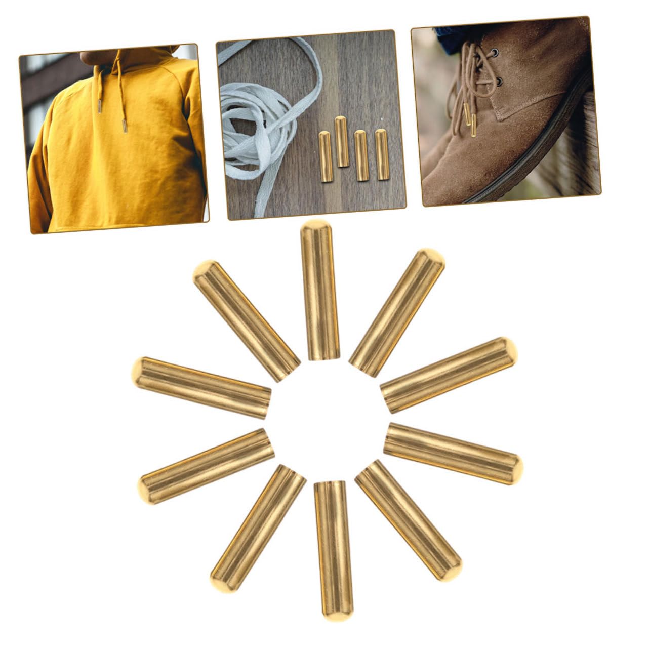 VILLCASE 50pcs Metal Shoelace Tips Shoelace Head Cylindrical Ends Replacement Aglets for Shoes Easy to Use Practical