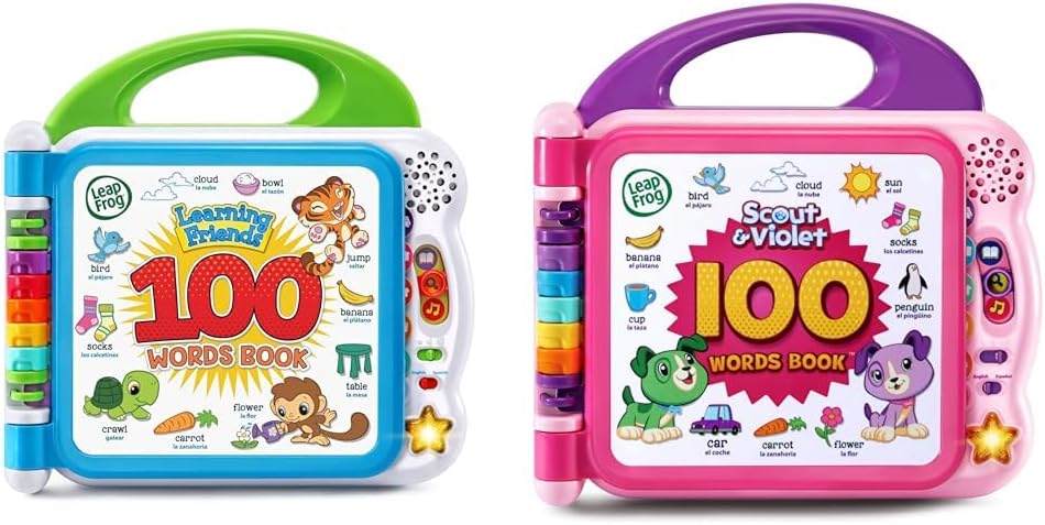 LeapFrog Learning Friends 100 Words Book Green & Scout and Violet 100 Words Book Purple Bundle