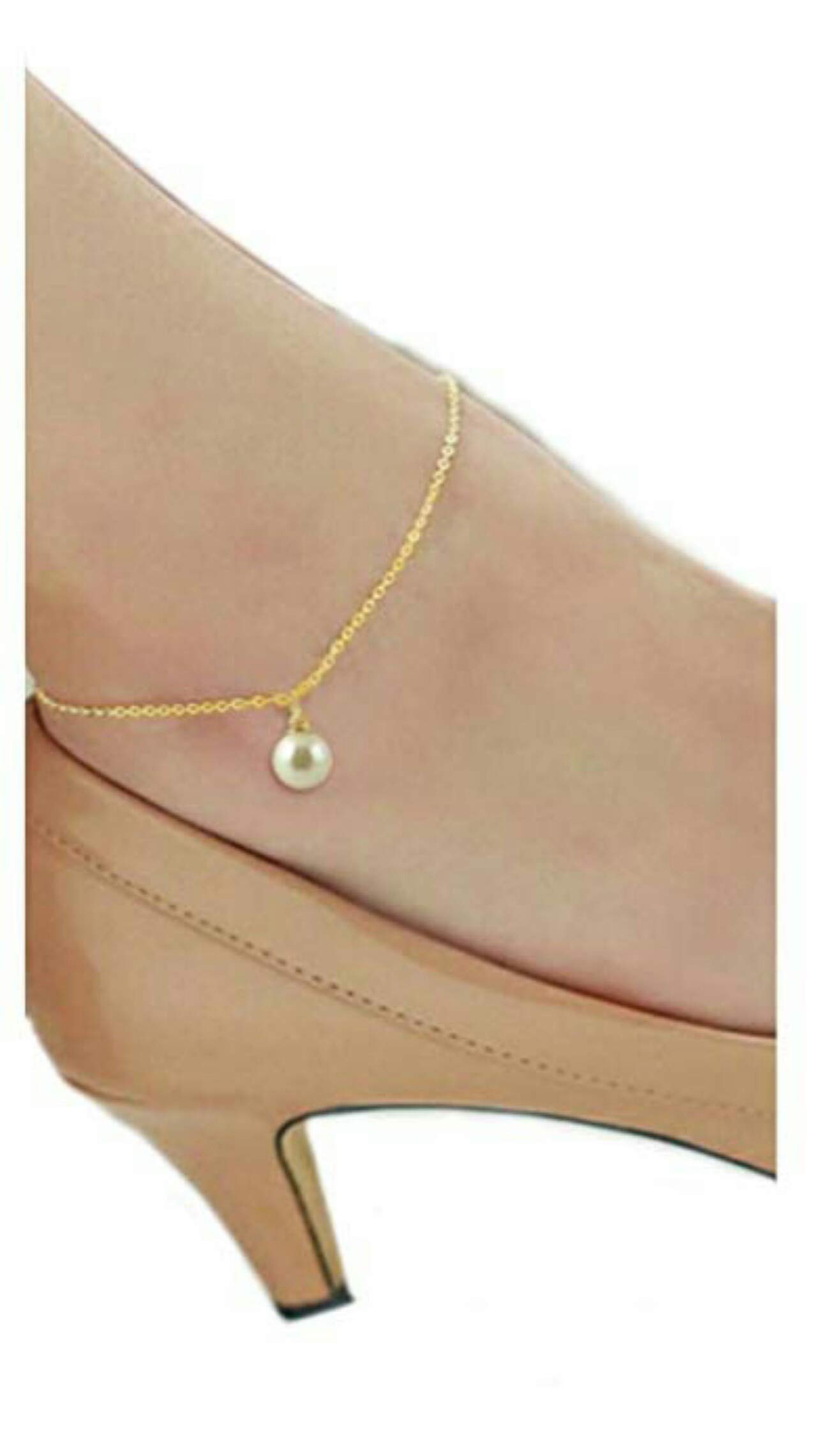 Style Gallery Delicate Single Pearl Charm Gold Plated Link Chain Anklet for Women & Girls (B079K85K7D) Amazon Price History, Amazon Price Tracker