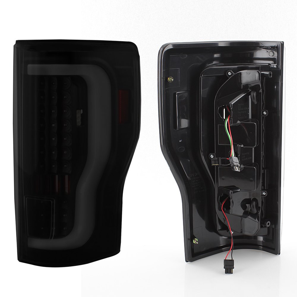 AKKON - For 2017-2019 Ford F250 F350 SuperDuty Full LED Bar Tail Lights Black Smoked Housing - Pair