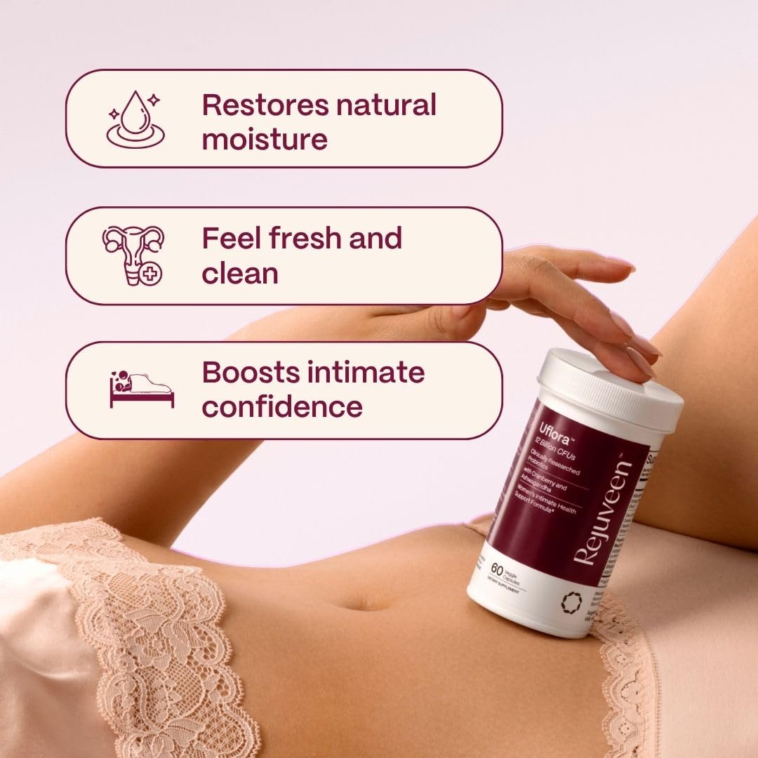 Uflora Vaginal Probiotics | Supports Vaginal Health, Moisture & Yeast | Enhances Intimate Wellness | Clinically Proven Dosages | Probiotics, Cranberry, Ashwagandha | 60 Ct