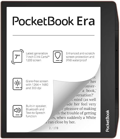 PocketBook Era - Lector de Libros electrónicos (64 GB de Memoria, 17,8 cm (7 Pulgadas), Pantalla táctil E-Ink Carta 1200, retroiluminación Smartlight, Wi-Fi, Bluetooth), Color Cobre