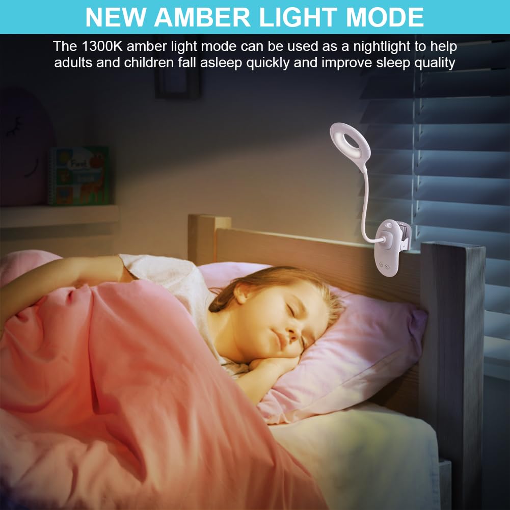 URAQT Clip on Reading Light for Bed 22 LED Eye Protect Book Light, 3 Color Modes & Stepless Dimming Clip on Desk Lamp - Image 3