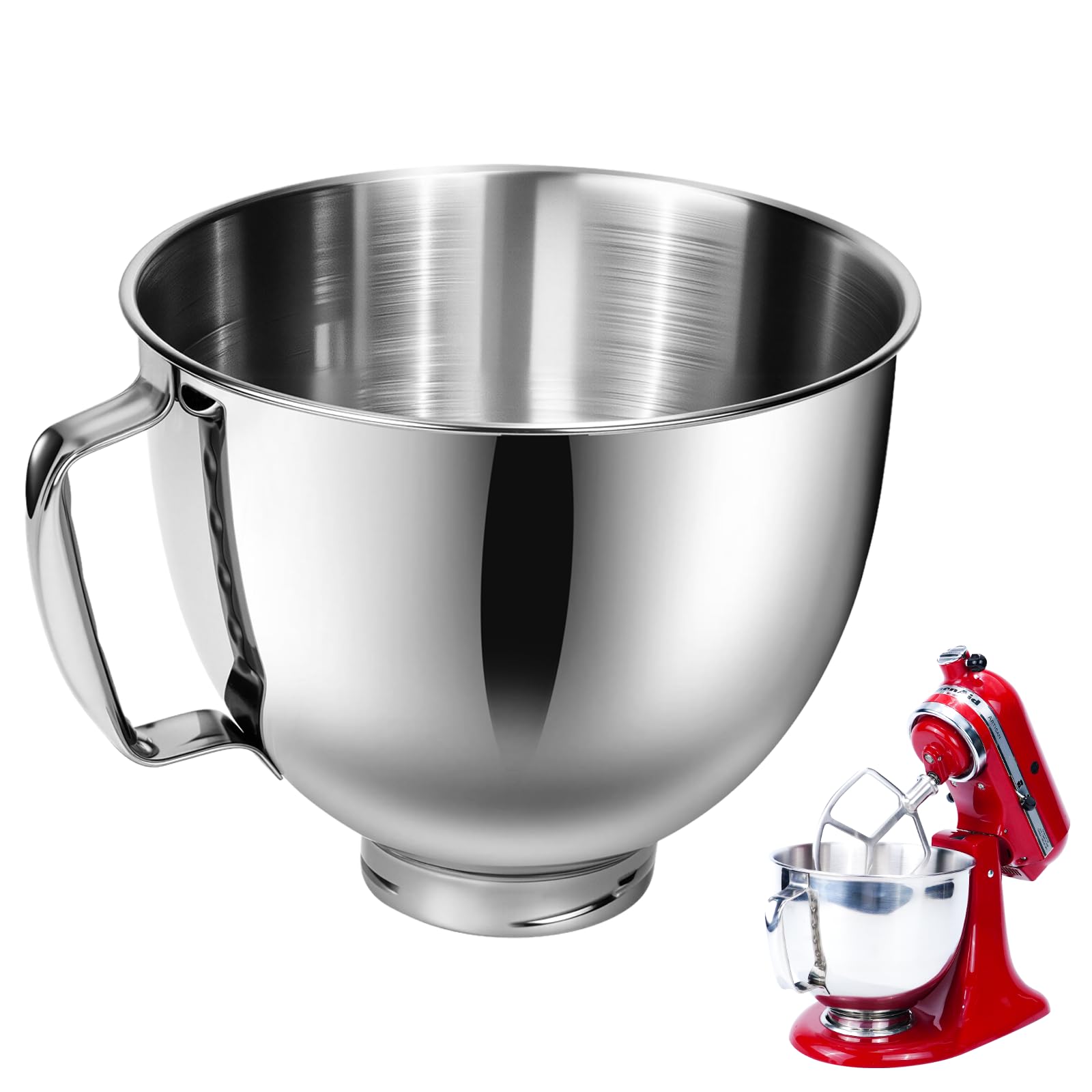 Bol mélangeur en acier inoxydable compatible avec les batteurs sur socle Kitchen Aid de 4,5 et 5 litres