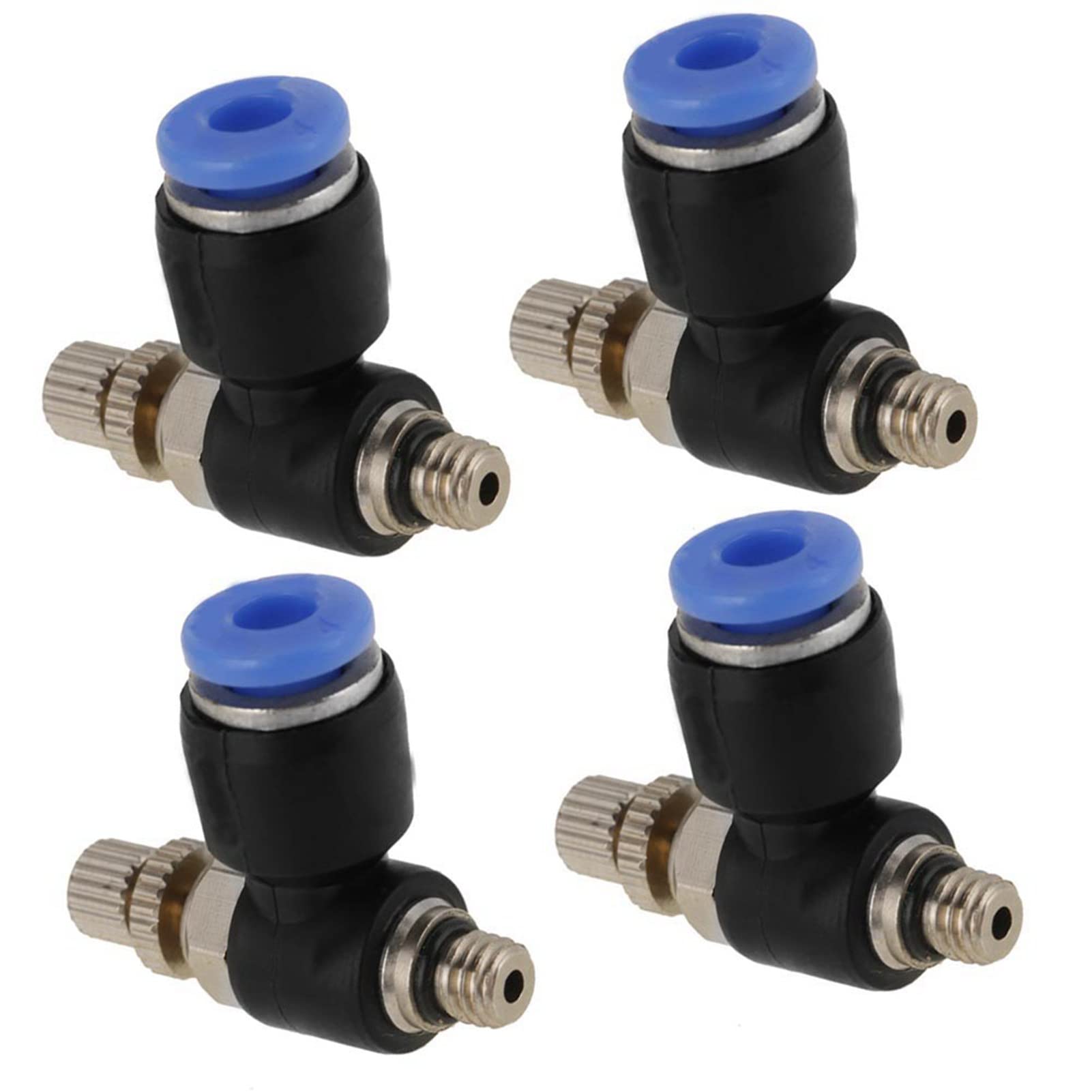 20 Piezas Conectores Neumáticos, Válvulas de Acelerador de Tubo, Válvula Neumática de Control de Flujo de Aire, Conector Rápido de Válvula de Acelerador, OD 4mm-M5 Conector de VáLvula de Aire