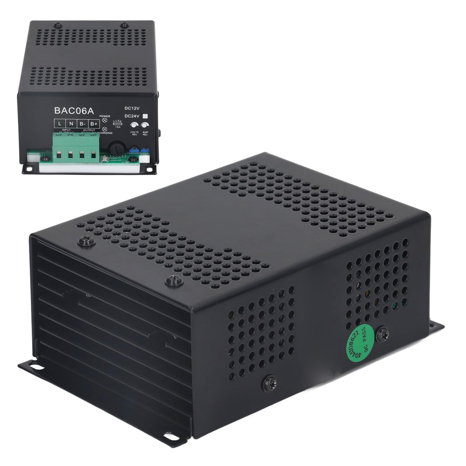 Ładowarka Akumulatora Generatora, moduł ładowarki Akumulatora ze Stali Stopowej 6A Wyświetlacz LED o Mocy 85 W Dwustopniowe Automatyczne ładowanie AC 95 do 280 V do Konserwacji Agregatu (12V)