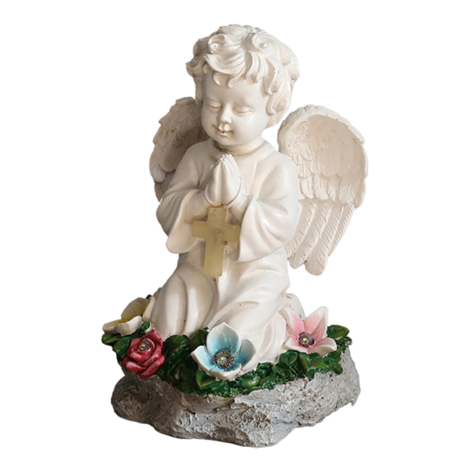 Statua di Angelo Alimentata Ad Energia Solare, Figura di Angelo Inginocchiato E in Preghiera, Decorazione da Giardino per Patio, Giardino, Festa di in
