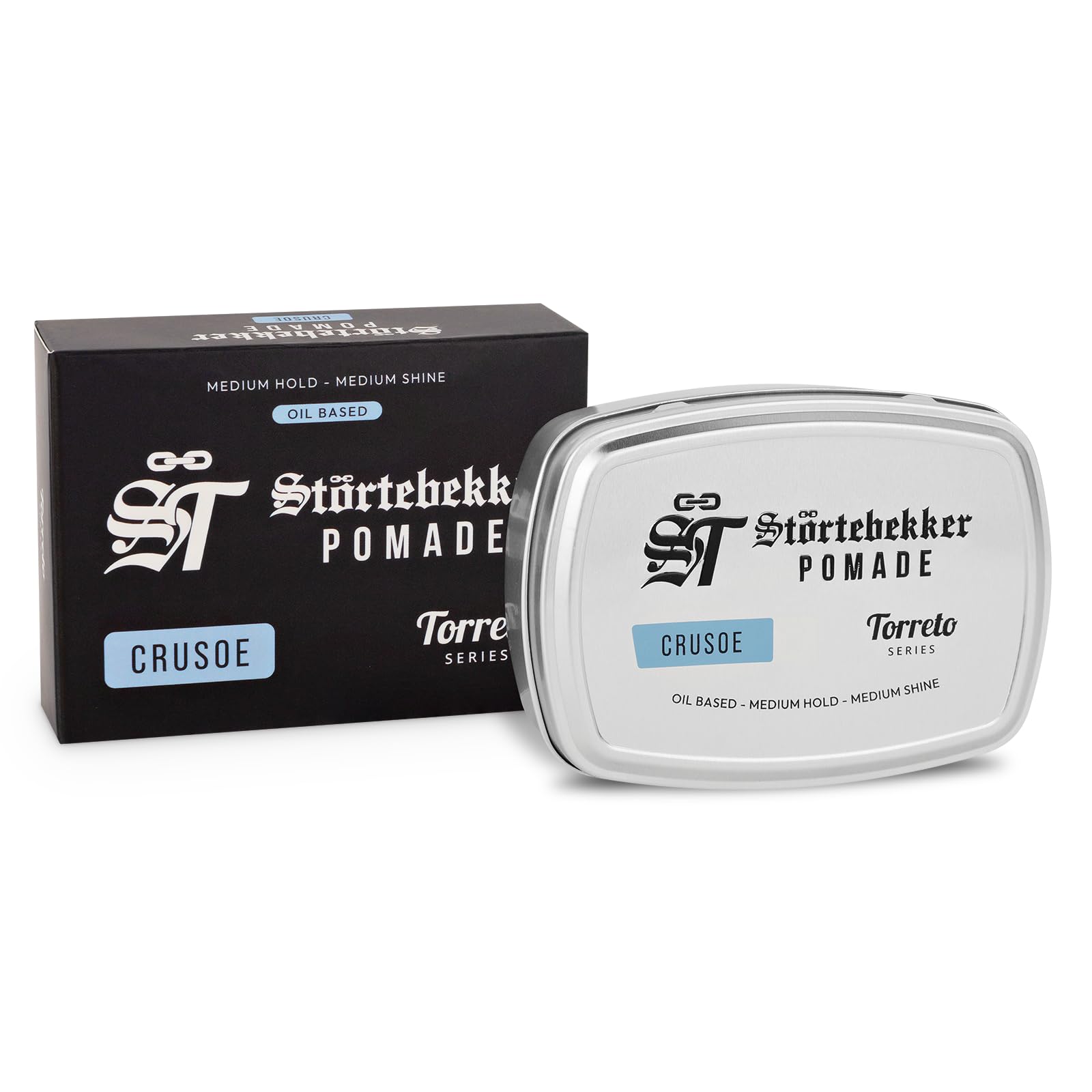 Störtebekker® Premium Pomade Ölbasiert Probierset + GRATIS Styling Kamm - 4 x Pomade Herren 'Torreto Series' - Mittlerer Halt - Mittlerer Glanz - Haarwachs 125ml - Haarpomade - Made in Germany