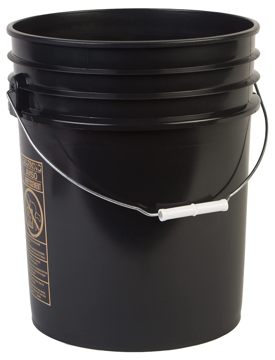 Hudson Exchange Premium 5 Gallon Bucket, HDPE, Black, 6 Pack