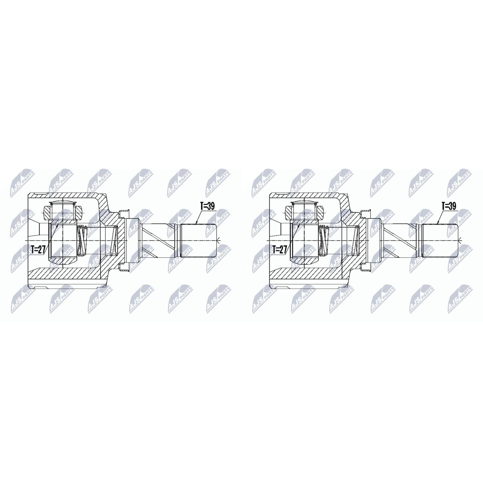 2X NTY Antriebswellengelenk Satz Getriebeseitig