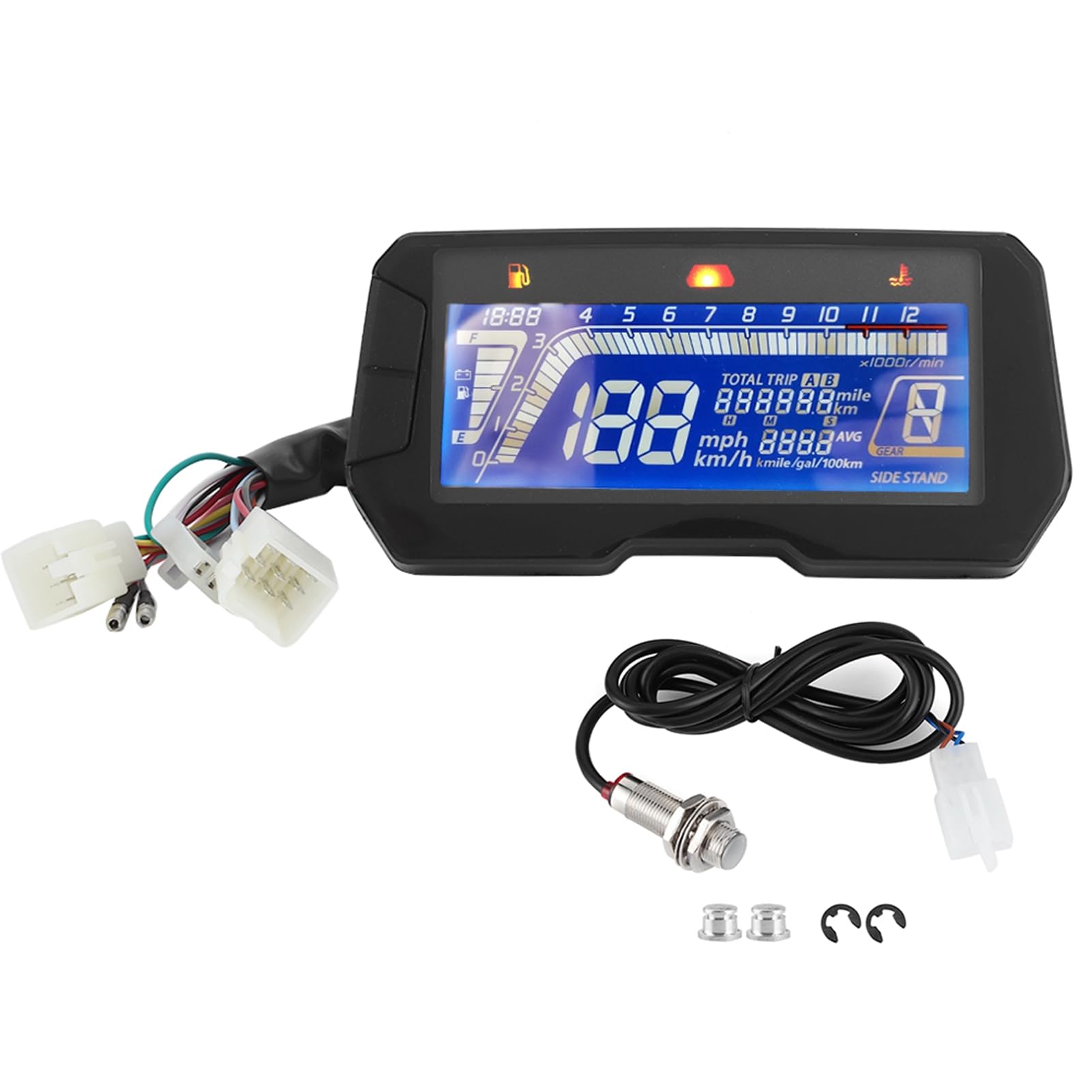 AMONIDA Motocyklowa Deska Rozdzielcza z Ekranem LCD, Styl 6 Biegów