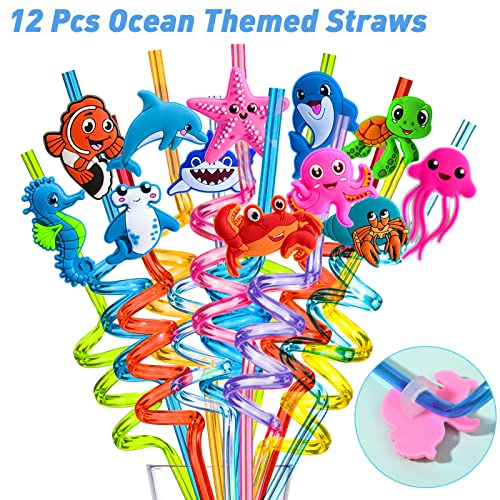 112Pcs Under The Sea Party Favors Ocean Animal Creature Bulk Toy Gift Summer Birthday Supplies For Kids Boy Girl Straw Bubblewand Slap Bracelet Keychain Tattoo Sticker Pinata Goodie Bag Fillers Stuffers #TOP3