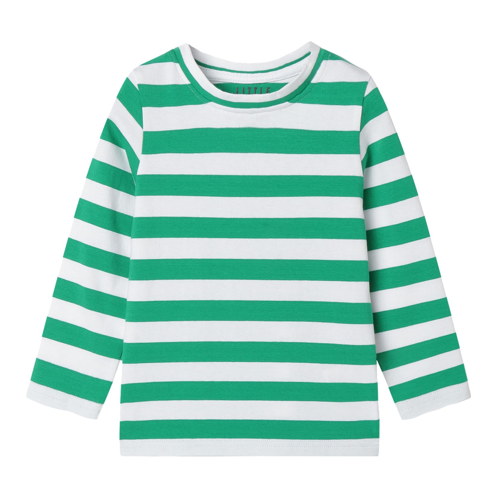 LittleSpring Unisex Kids Long Sleeve Striped Tee Shirt Tagless Crew Neck Cotton T-Shirt
